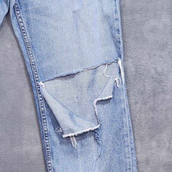 Rag & Bone Ruth Super High Rise Straight Size 29 Raw Hem Ripped Knee - Picture 3 of 11